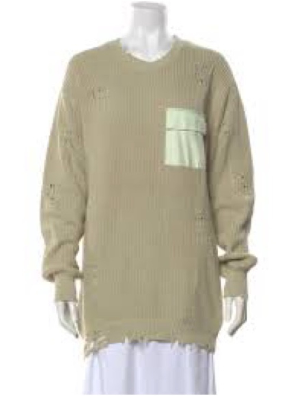 SER O YA Unisex Devin distressed sweater pale green pullover Cotton knit Large - Picture 1 of 10